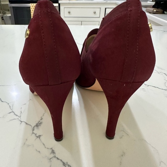 Calvin Klein Suede Women's Burgundy Peep Toe Heels Size 8.5 - Picture 4 of 6